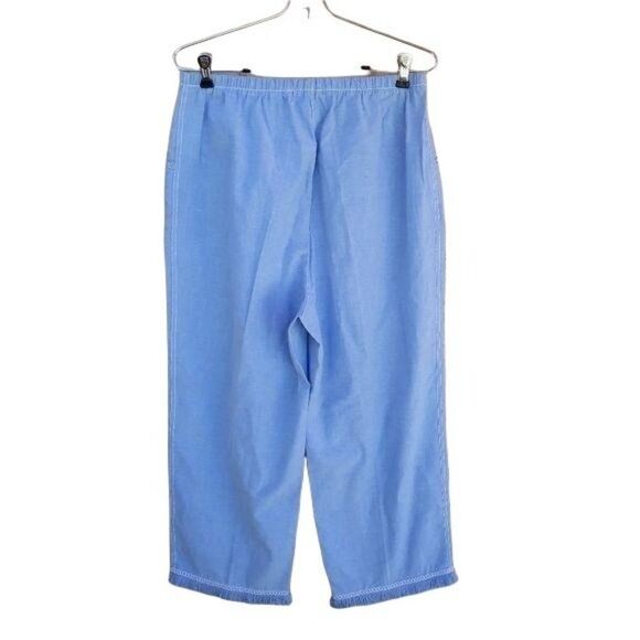 80's Boho Lightweight Floral Embroidered Fringe High-rise Crop Pants Sz L - Picture 6 of 8